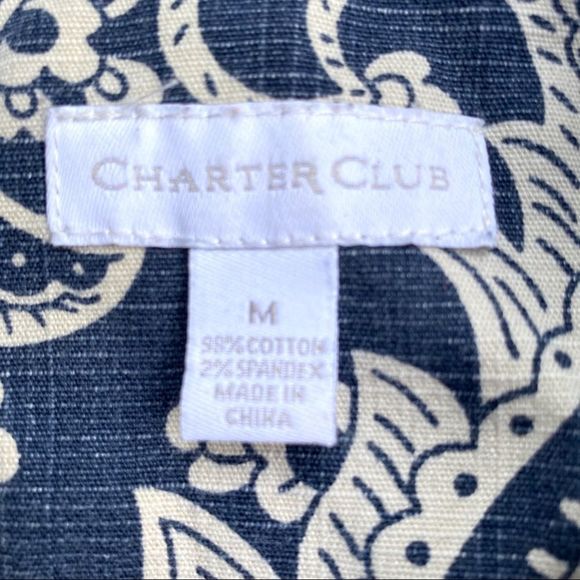 Charter Club Paisley Blue Button Down Jacket M - Picture 2 of 6